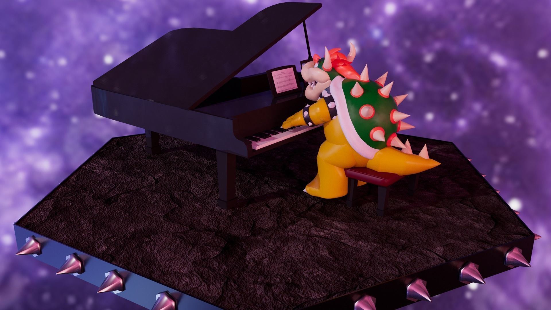 Bowser with the piano Low-poly 3D model_9