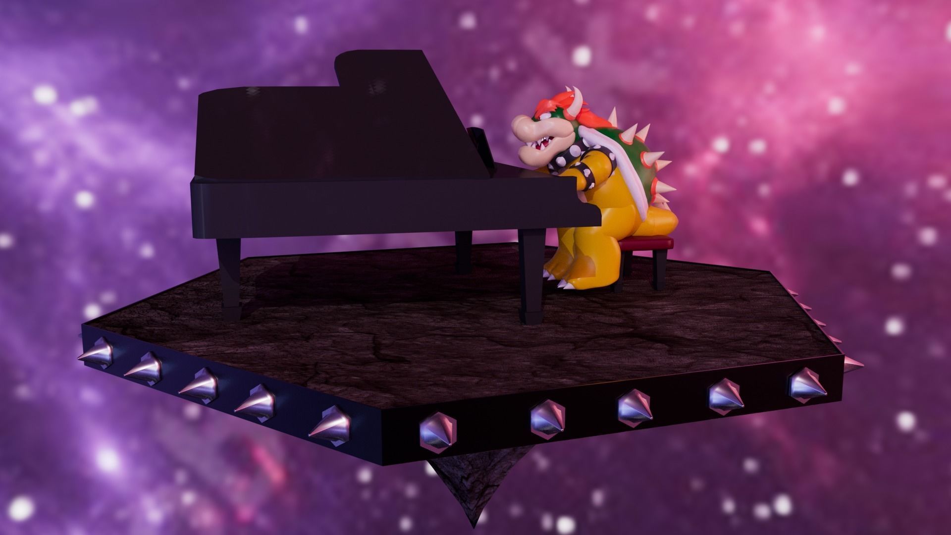 Bowser with the piano Low-poly 3D model_29