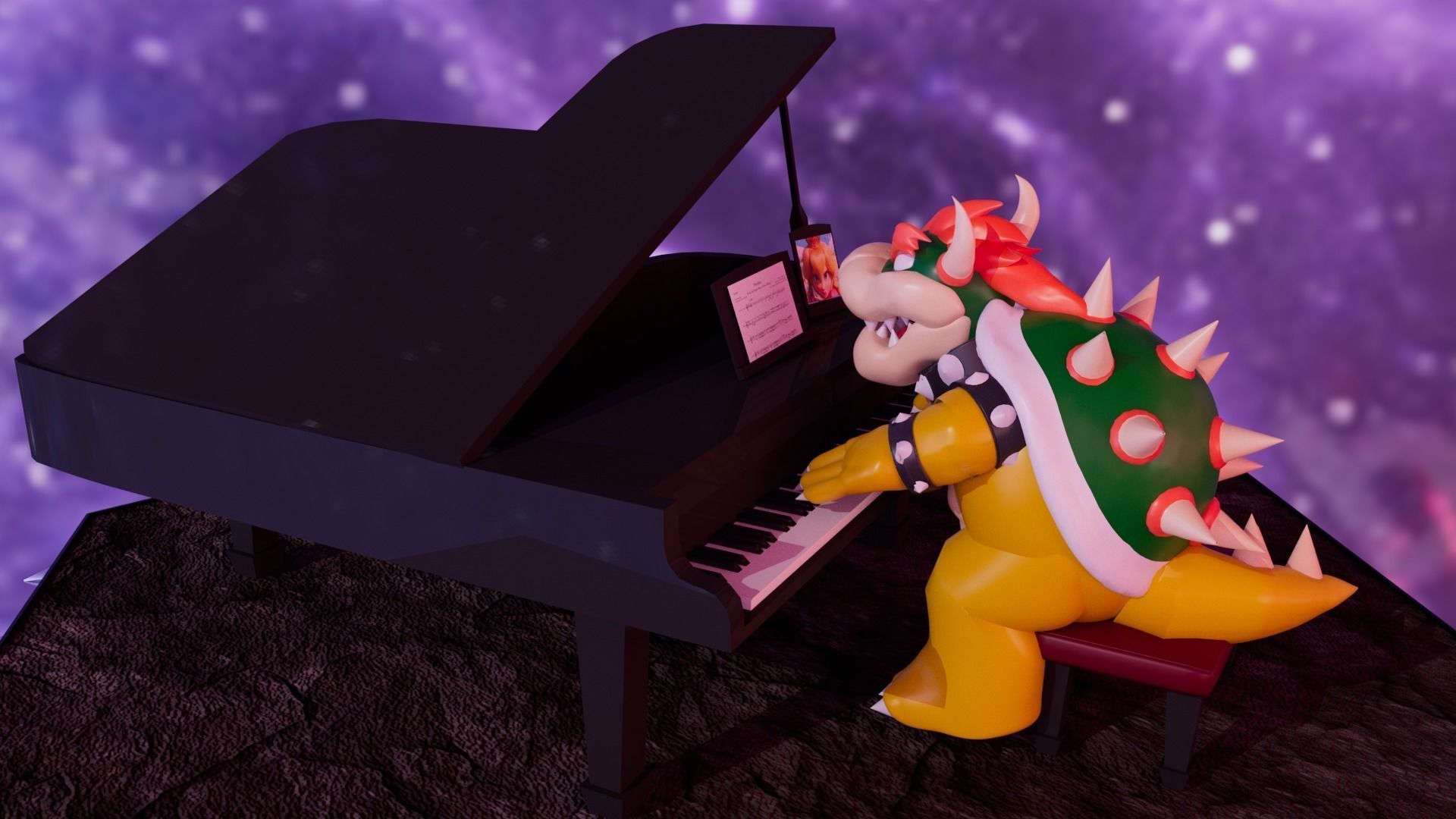 Bowser with the piano Low-poly 3D model_22