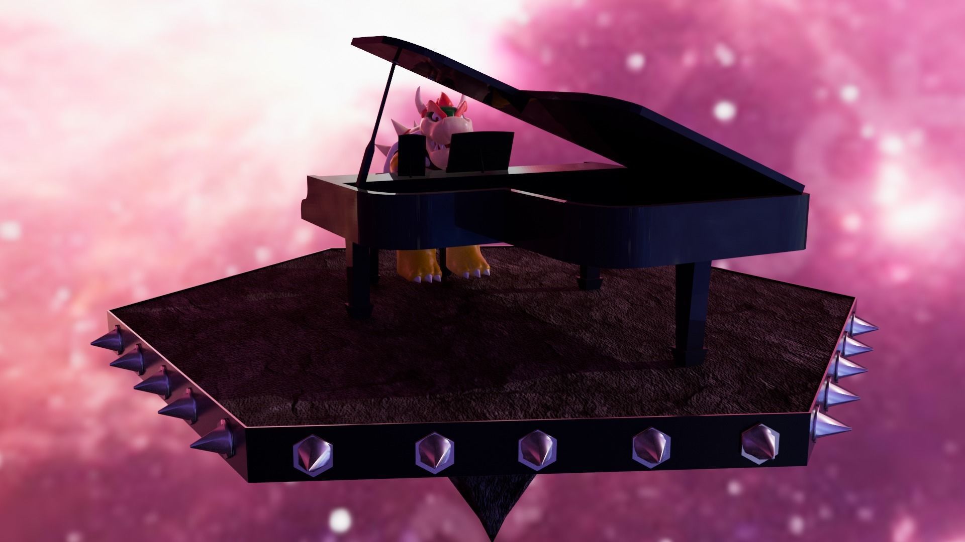 Bowser with the piano Low-poly 3D model_28