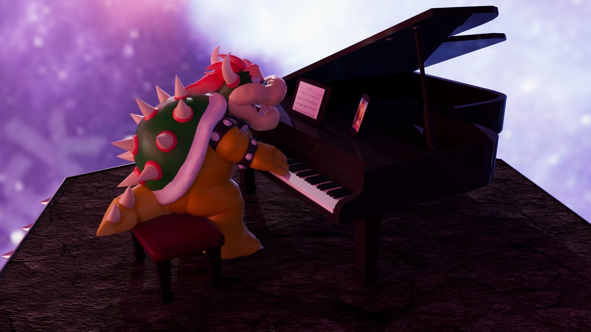 Bowser with the piano Low-poly 3D model_18