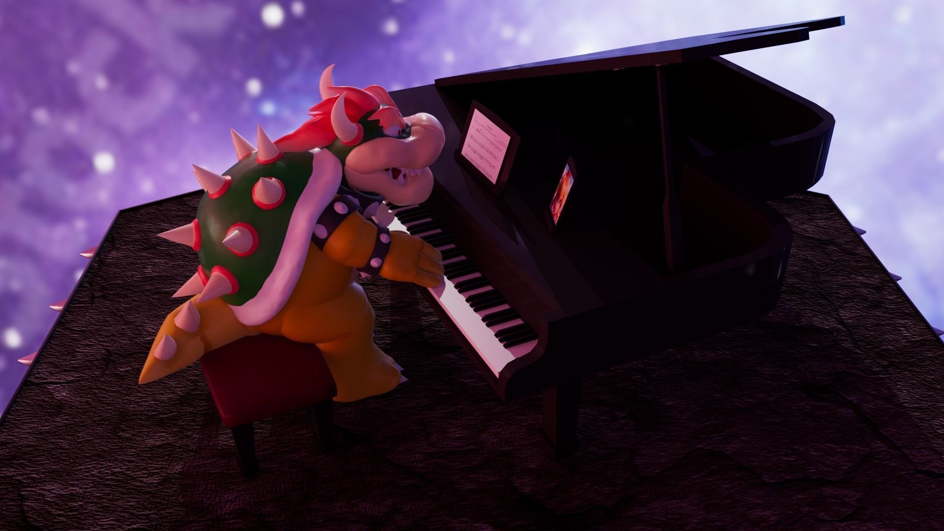 Bowser with the piano Low-poly 3D model_17