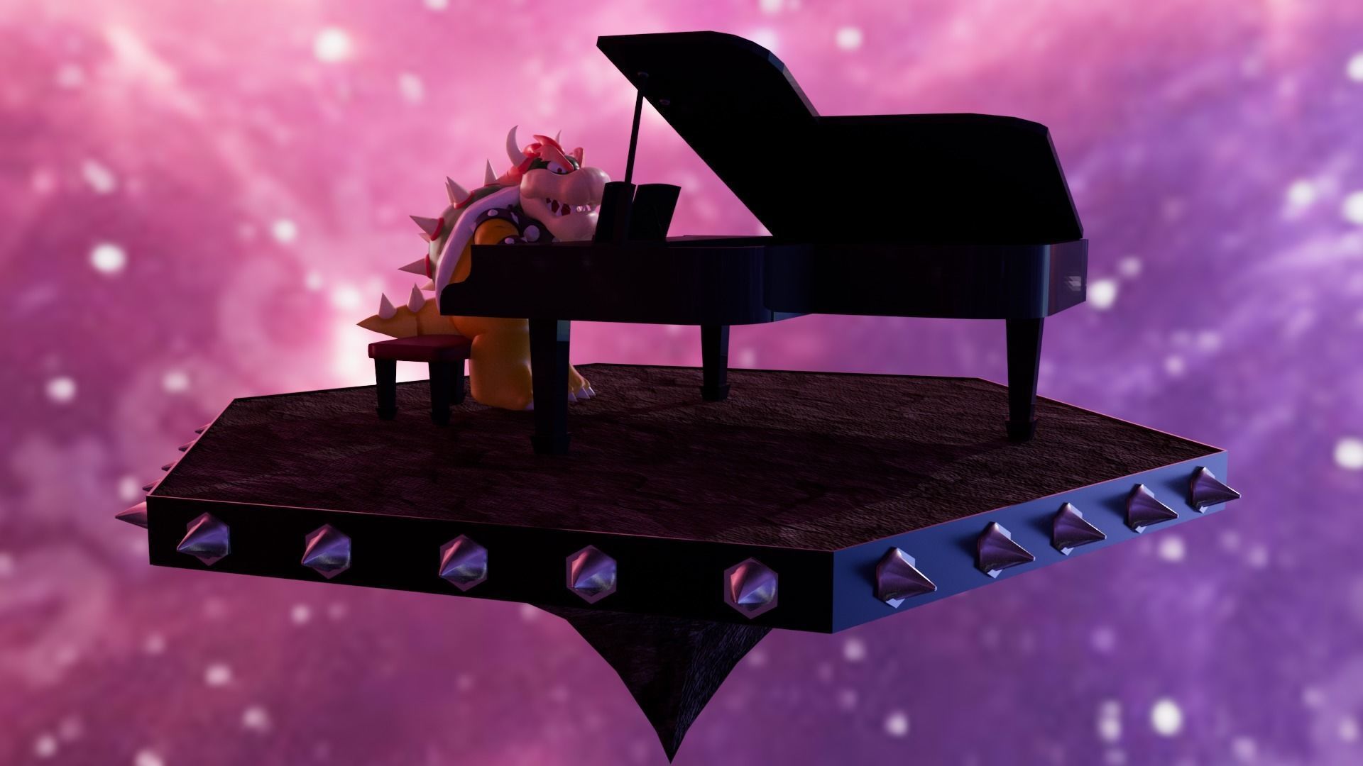 Bowser with the piano Low-poly 3D model_27