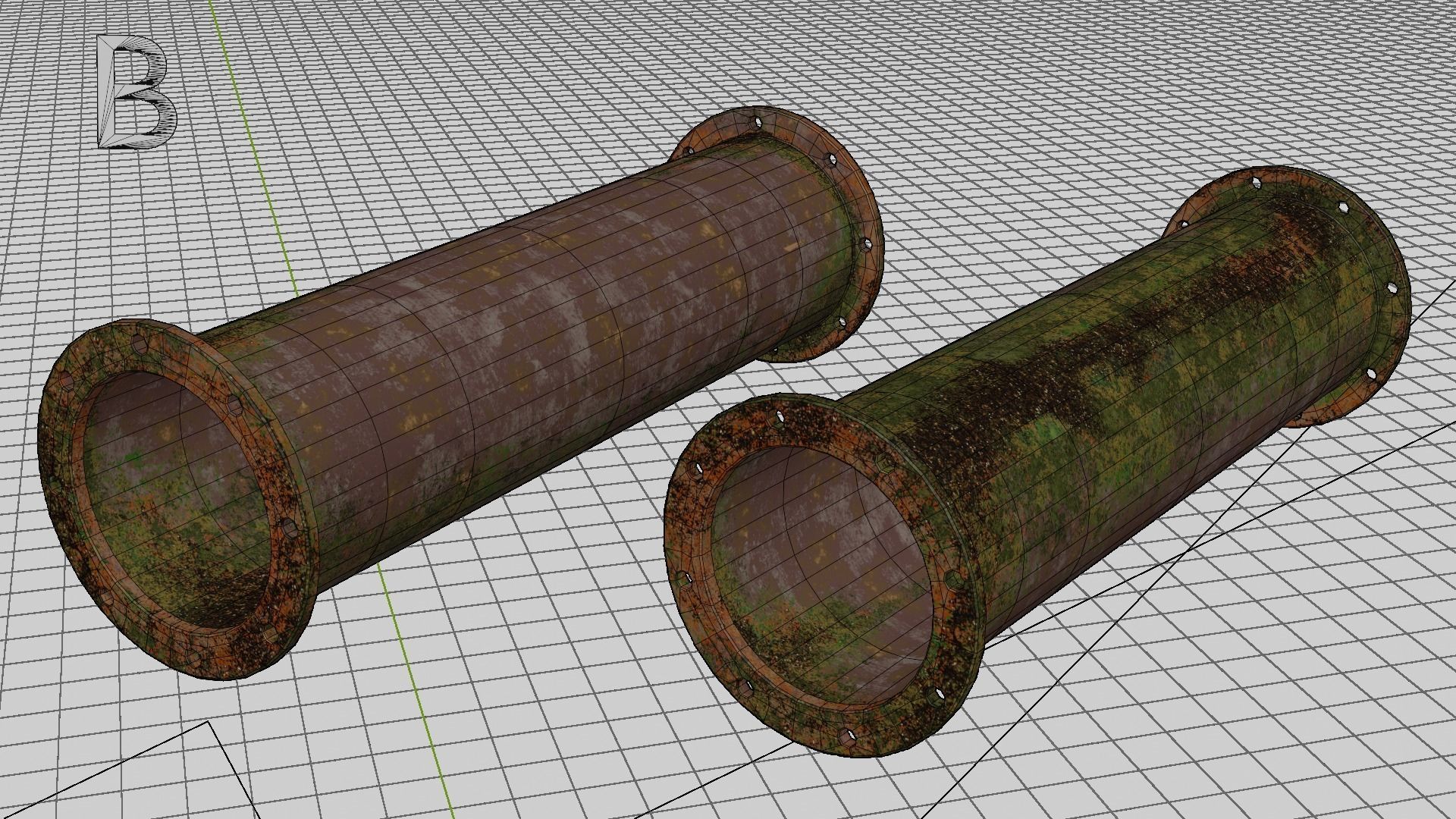 Sewer Pipe with Texture Variants Low-poly 3D model_7