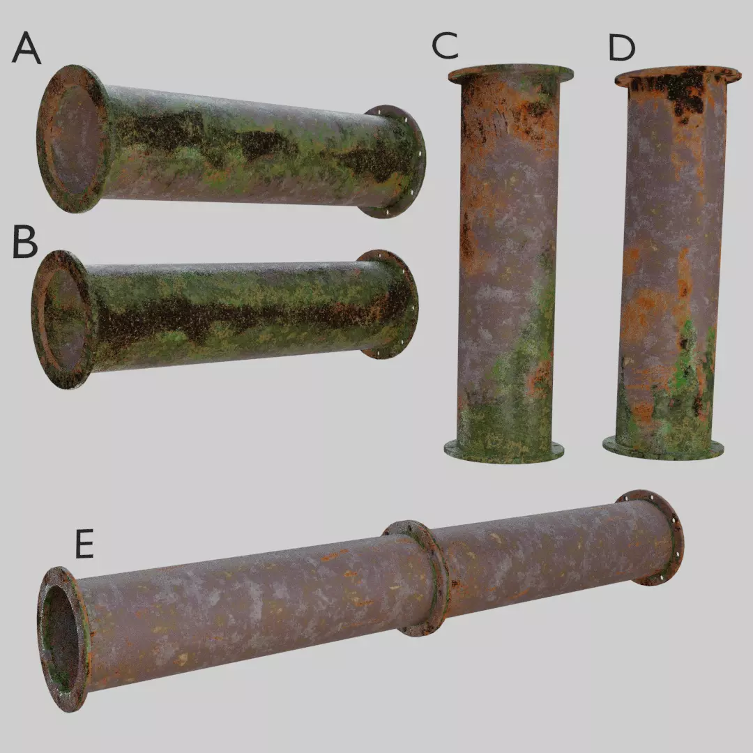 Sewer Pipe with Texture Variants Low-poly 3D model_0