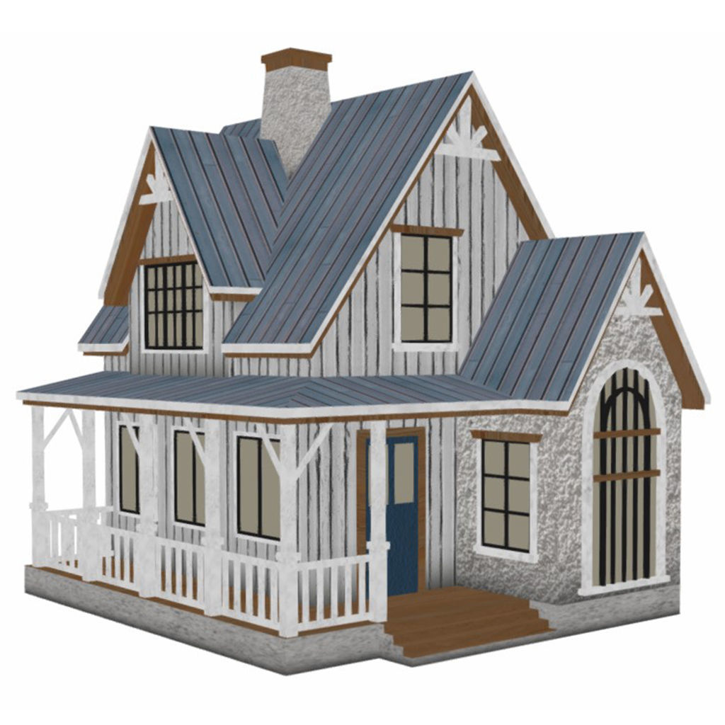 American Style Cottage - Town House Model Low-poly 3D model_8