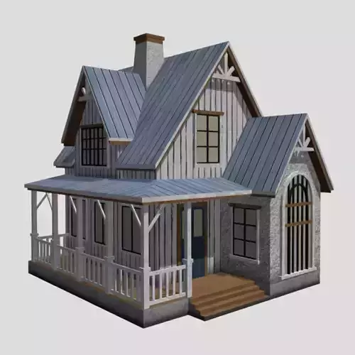 American Style Cottage - Town House Model Low-poly 3D model American Style Cottage - Town House Model Low-poly 3D model
