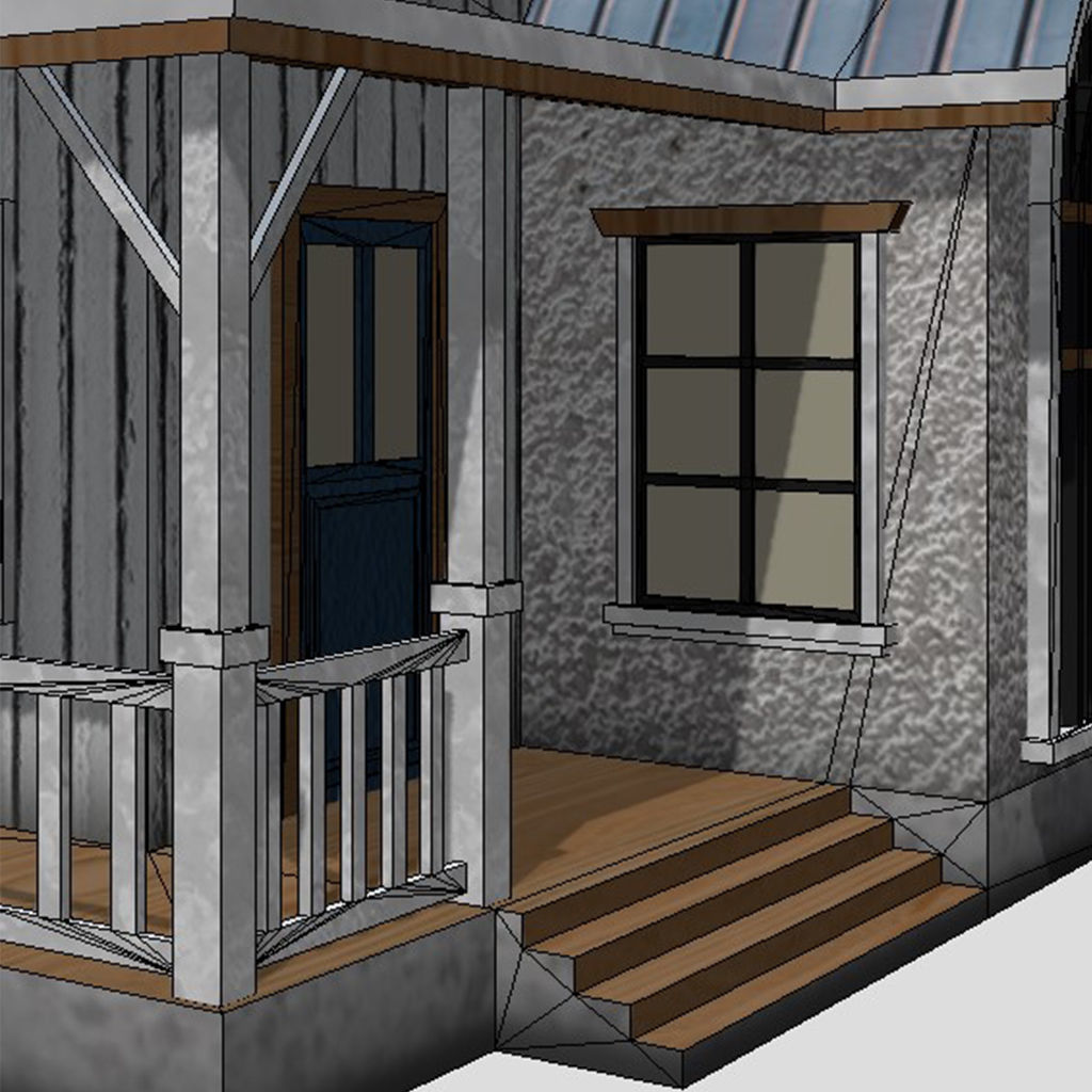 American Style Cottage - Town House Model Low-poly 3D model_7