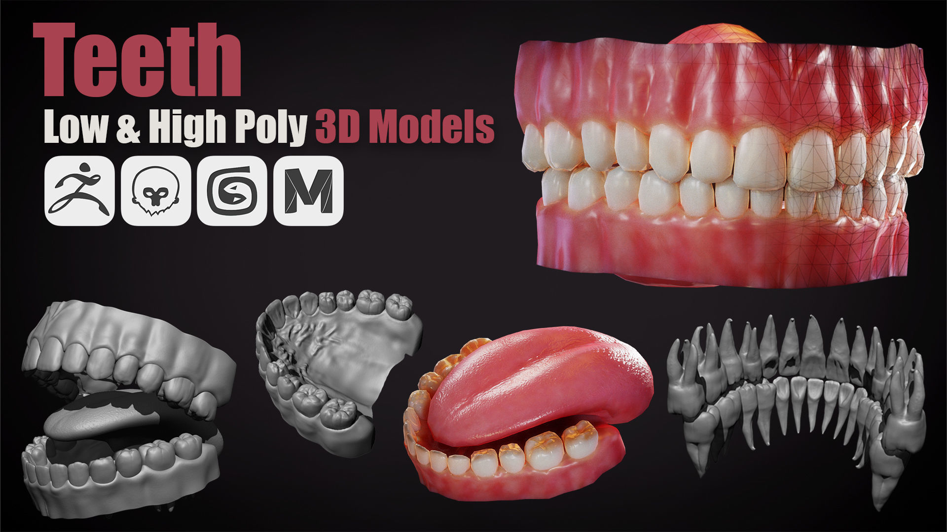 Teeth - Game Ready Low-poly 3D model_1