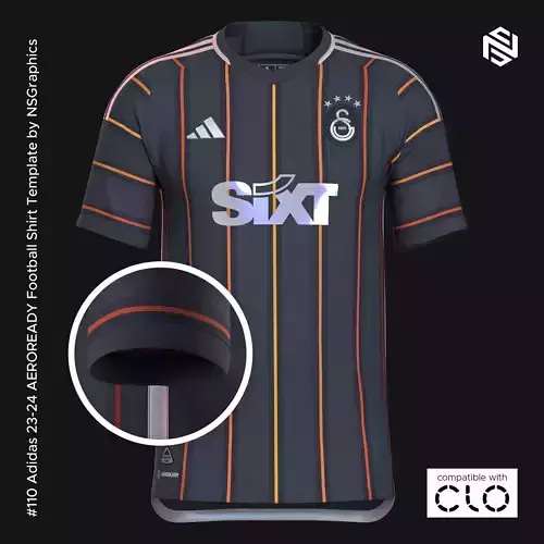 Adidas 23-24 AEROREADY Football Shirt Template for CLO 3D 3D model