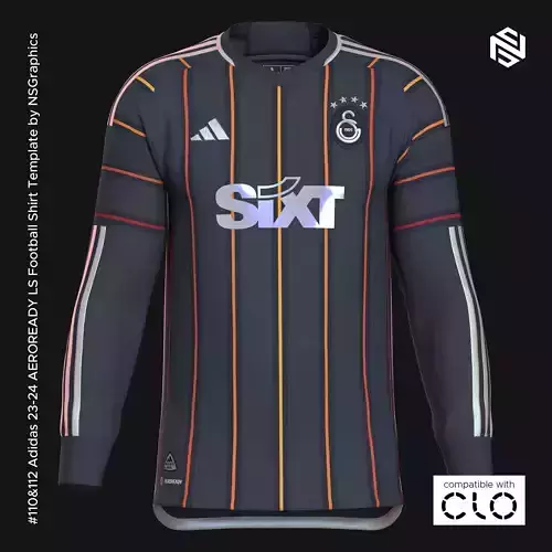 Adidas 23-24 AEROREADY LS Football Shirt Template for CLO 3D 3D model
