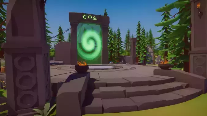 Low Poly Fantasy Battle Arena - Medieval RPG Map Low-poly 3D model