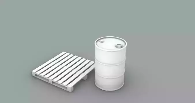 PM Oil Barrel and Wooden Pallet Set 3D print model