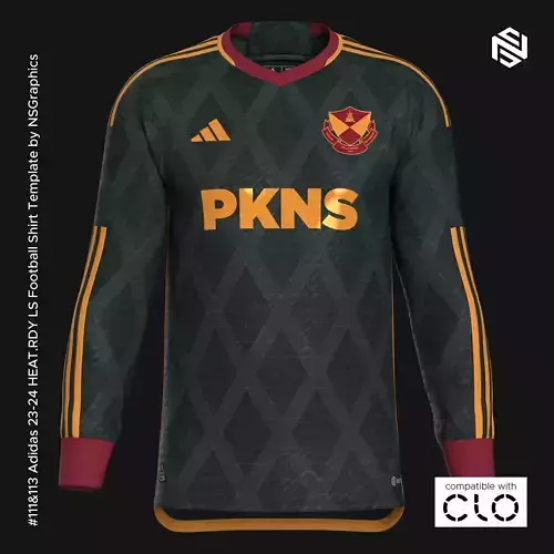 Adidas 23-24 HEATRDY LS Football Shirt Template for CLO 3D 3D model