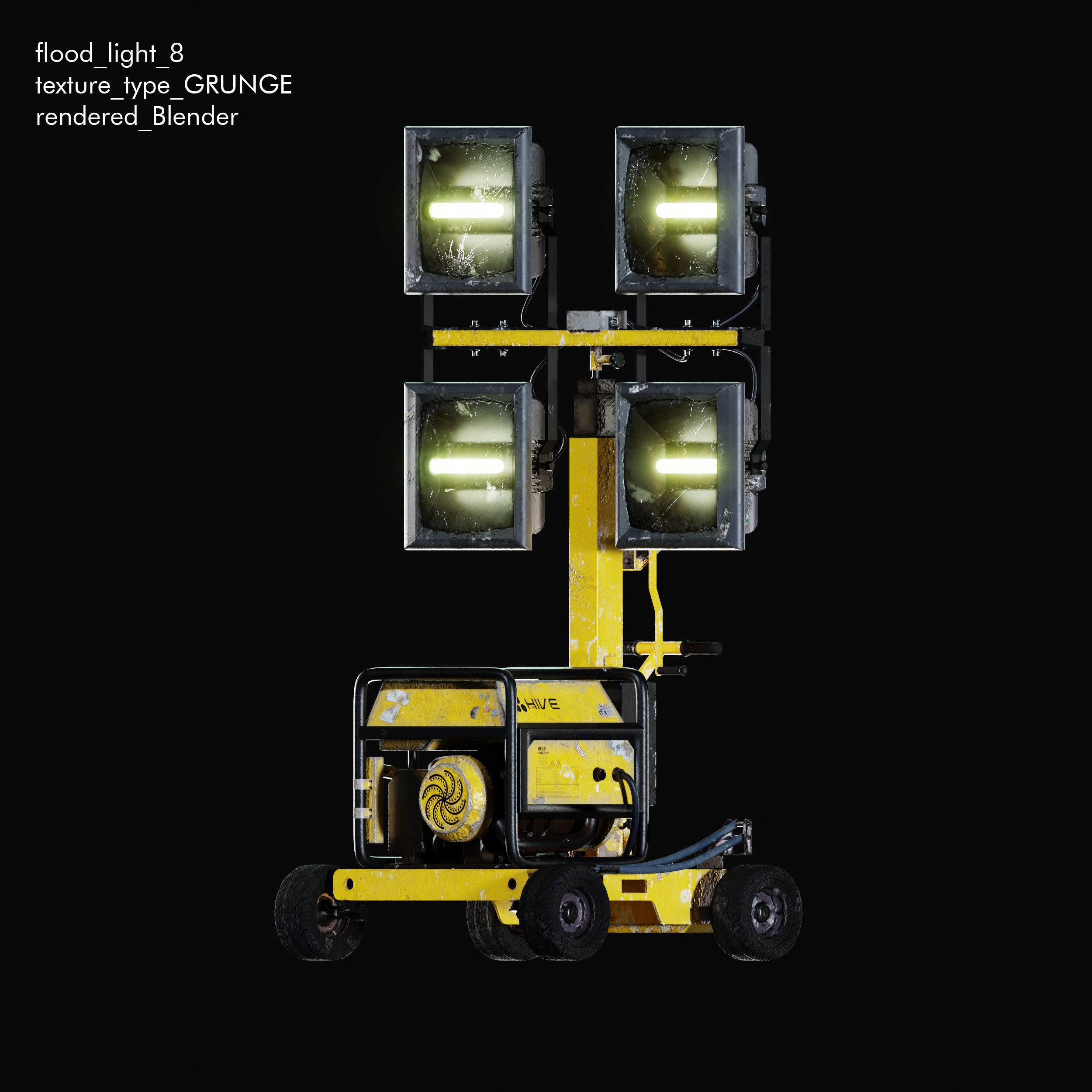 Flood Light Pack With Custom Textures Low-poly 3D model_6