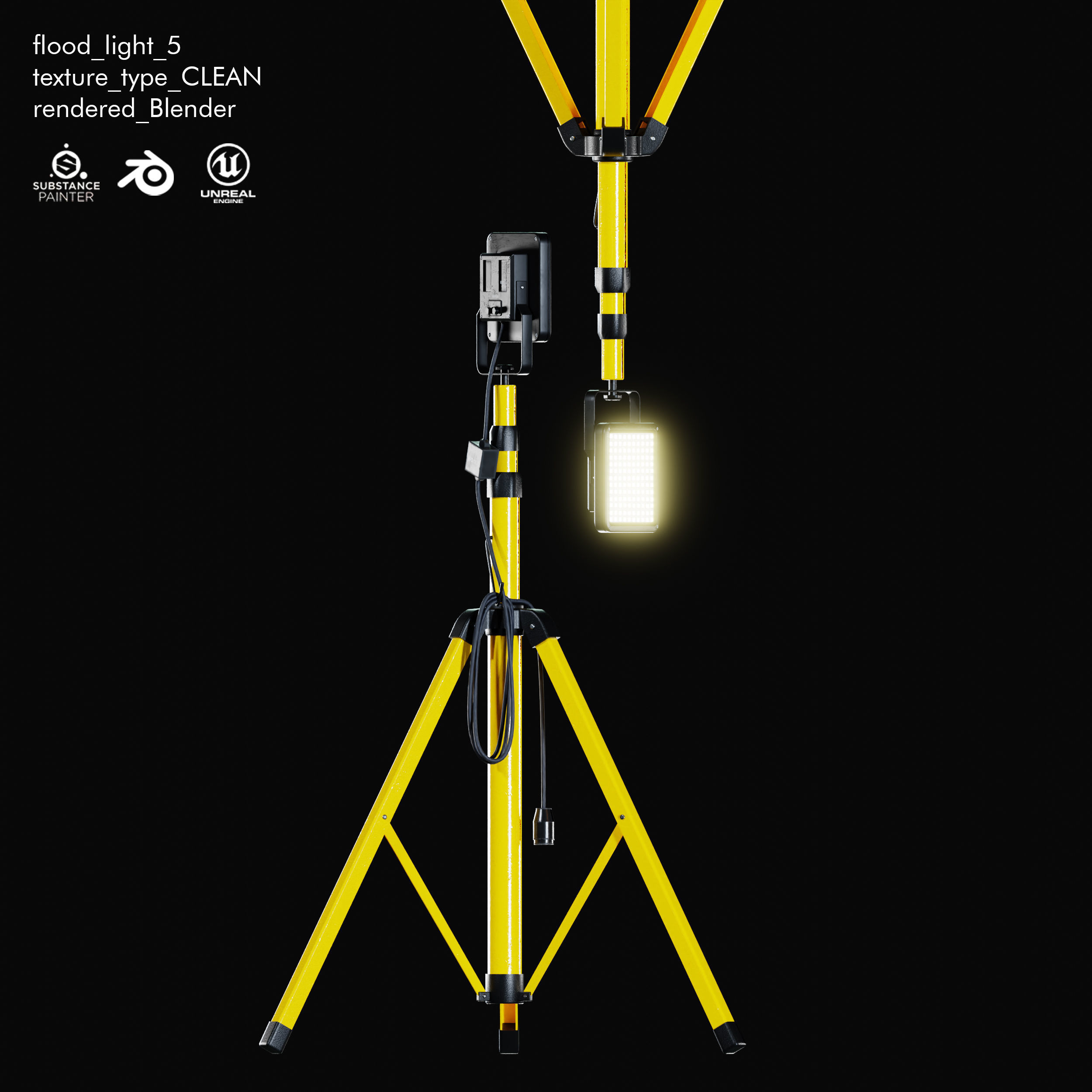 Flood Light Pack With Custom Textures Low-poly 3D model_13