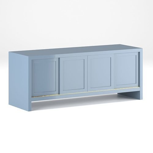 Blue Low-poly wooden commode 3D model