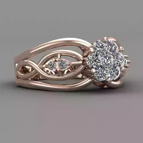 Rose Gold Women Diamond Ring 3D print model