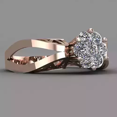 Rose Gold Women Diamond Ring 3D print model