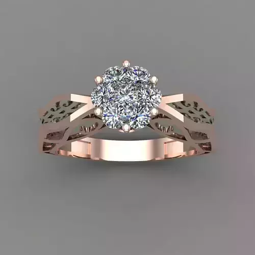 Rose Gold Women Diamond Ring 3D print model