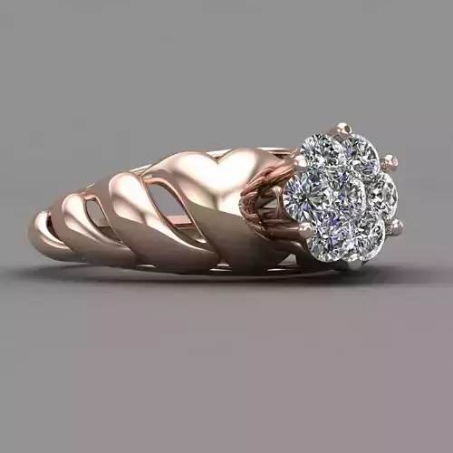 Rose Gold Women Diamond Ring 3D print model