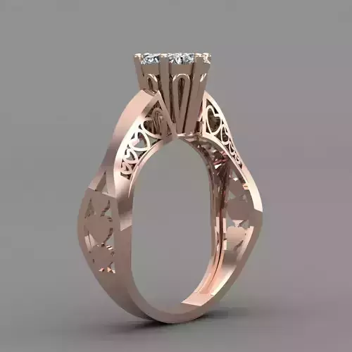Rose Gold Women Diamond Ring 3D print model