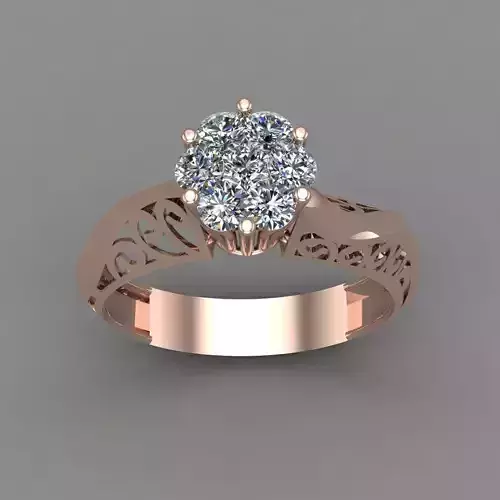 Rose Gold Women Diamond Ring 3D print model