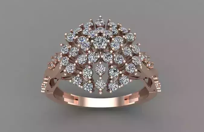 Rose Gold Women Diamond Ring 3D print model