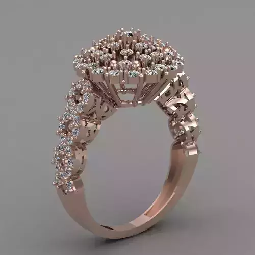 Rose Gold Women Diamond Ring 3D print model