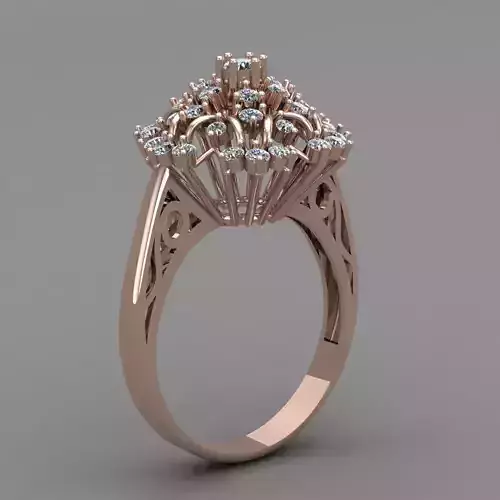 Rose Gold Women Diamond Ring 3D print model