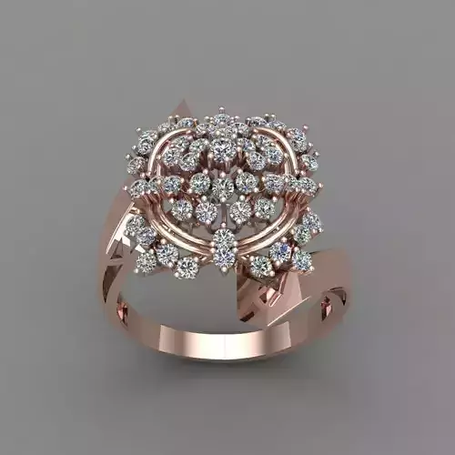 Rose Gold Women Diamond Ring 3D print model