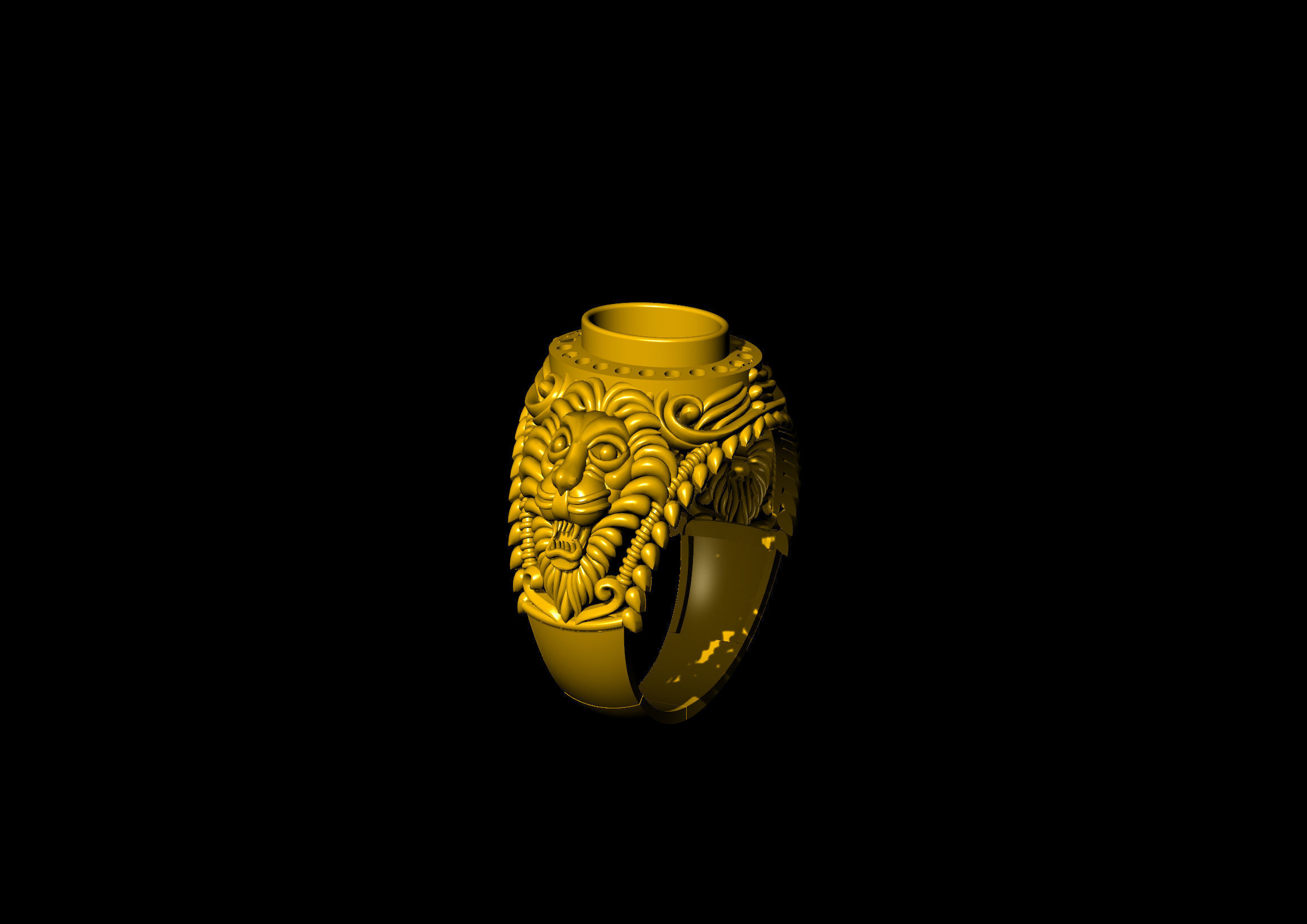 lion head ring 3D print model_1