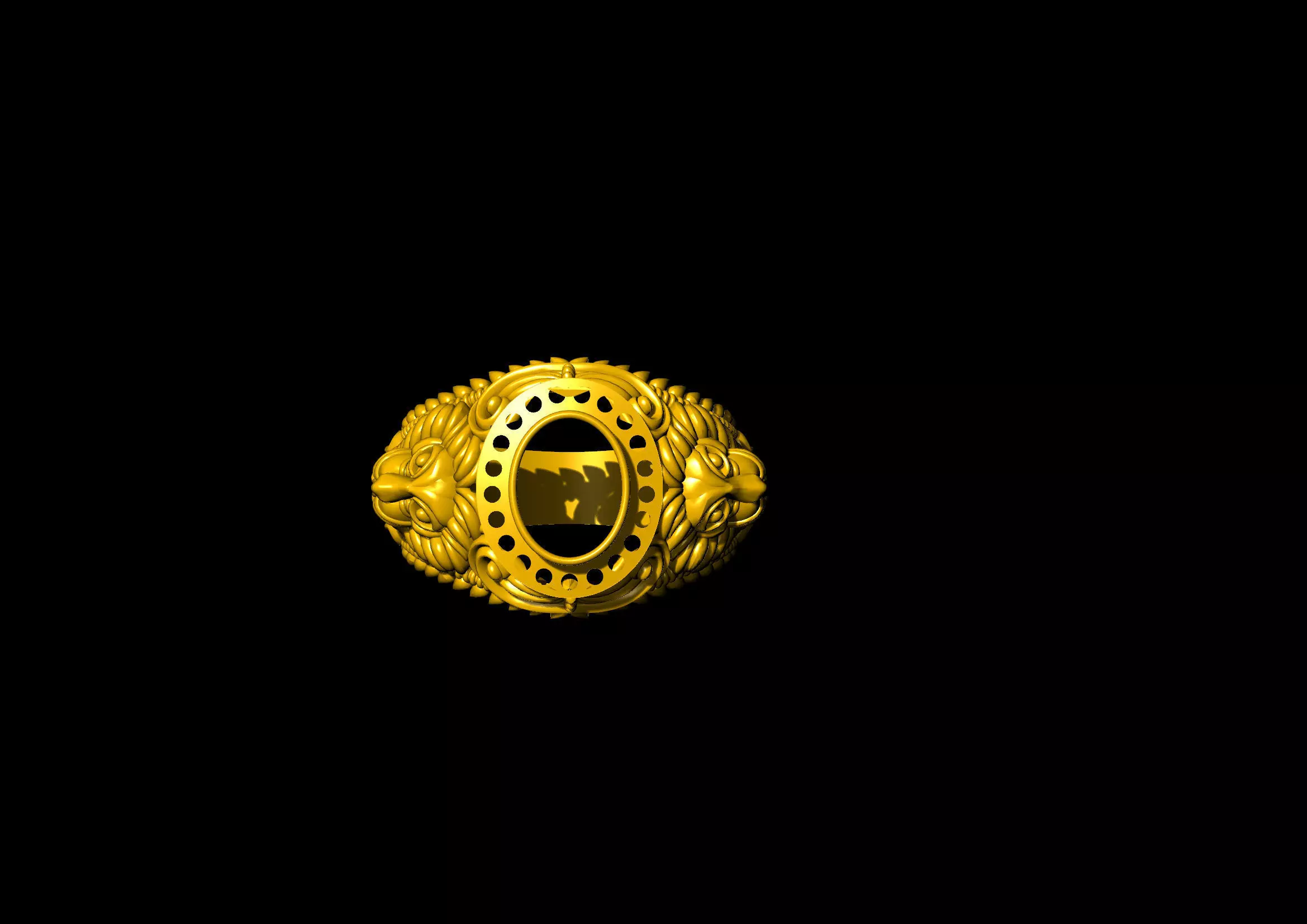lion head ring 3D print model_0