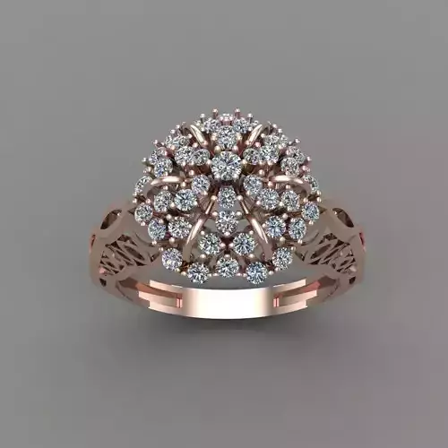 Rose Gold Women Diamond Ring 3D print model