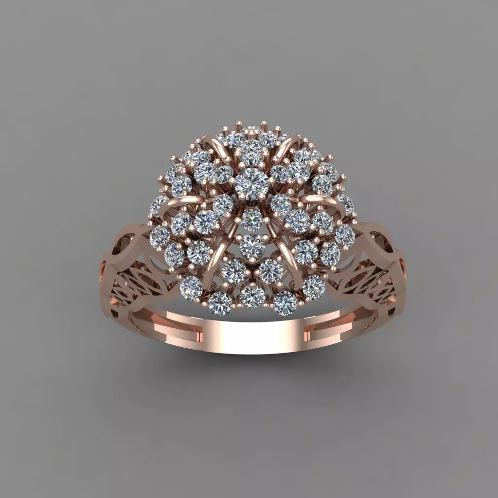 Rose Gold Women Diamond Ring 3D print model 3D print model_0