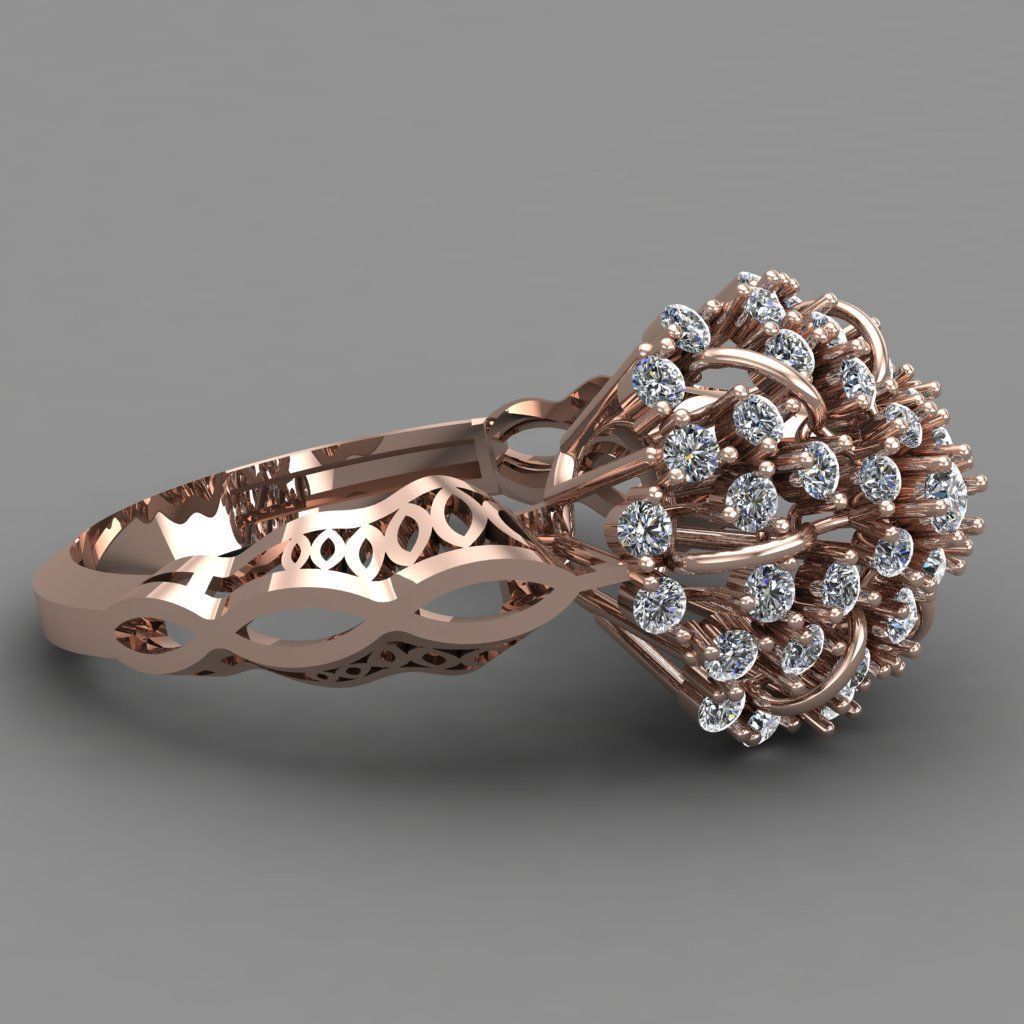 Rose Gold Women Diamond Ring 3D print model 3D print model_1