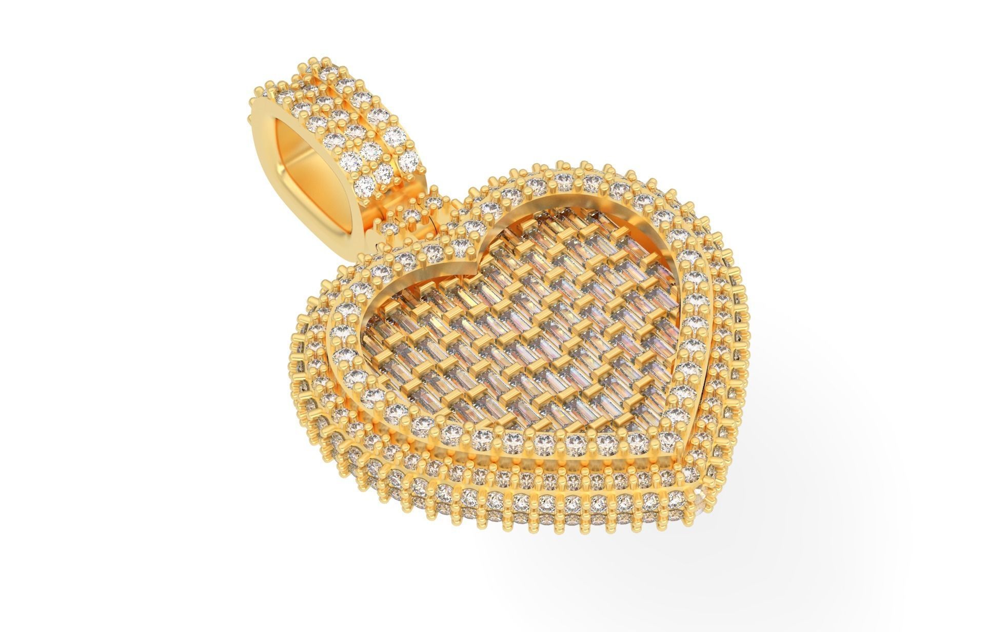 Small heart with baguetes 3D print model_3