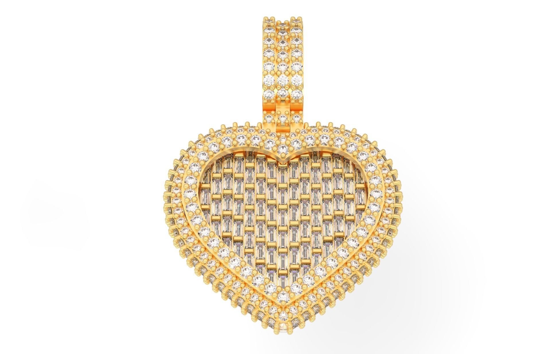 Small heart with baguetes 3D print model_4