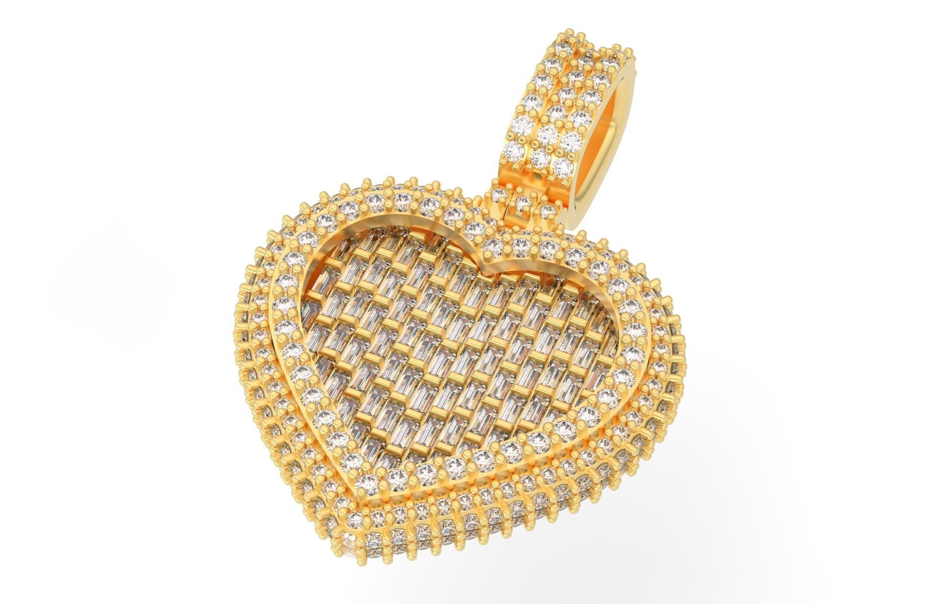 Small heart with baguetes 3D print model_5