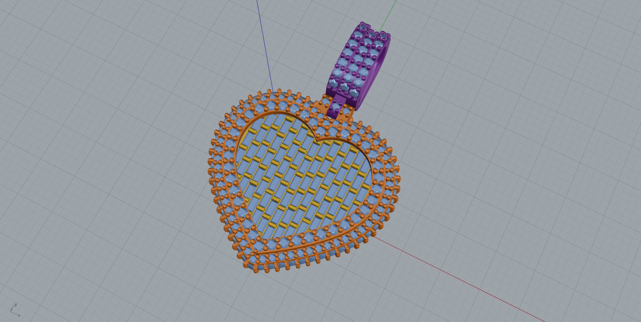 Small heart with baguetes 3D print model_12