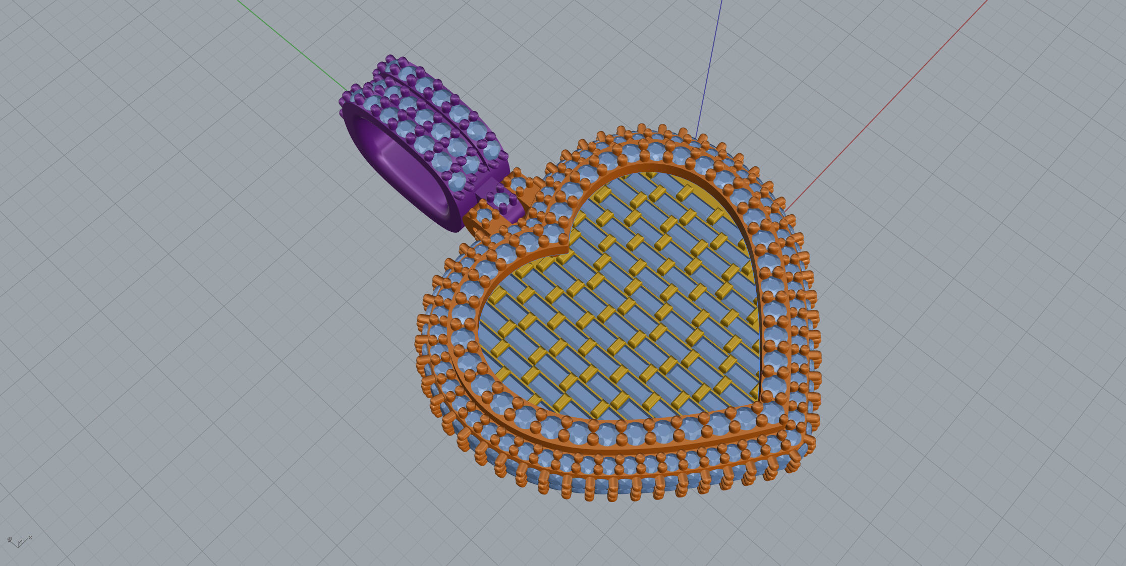 Small heart with baguetes 3D print model_9