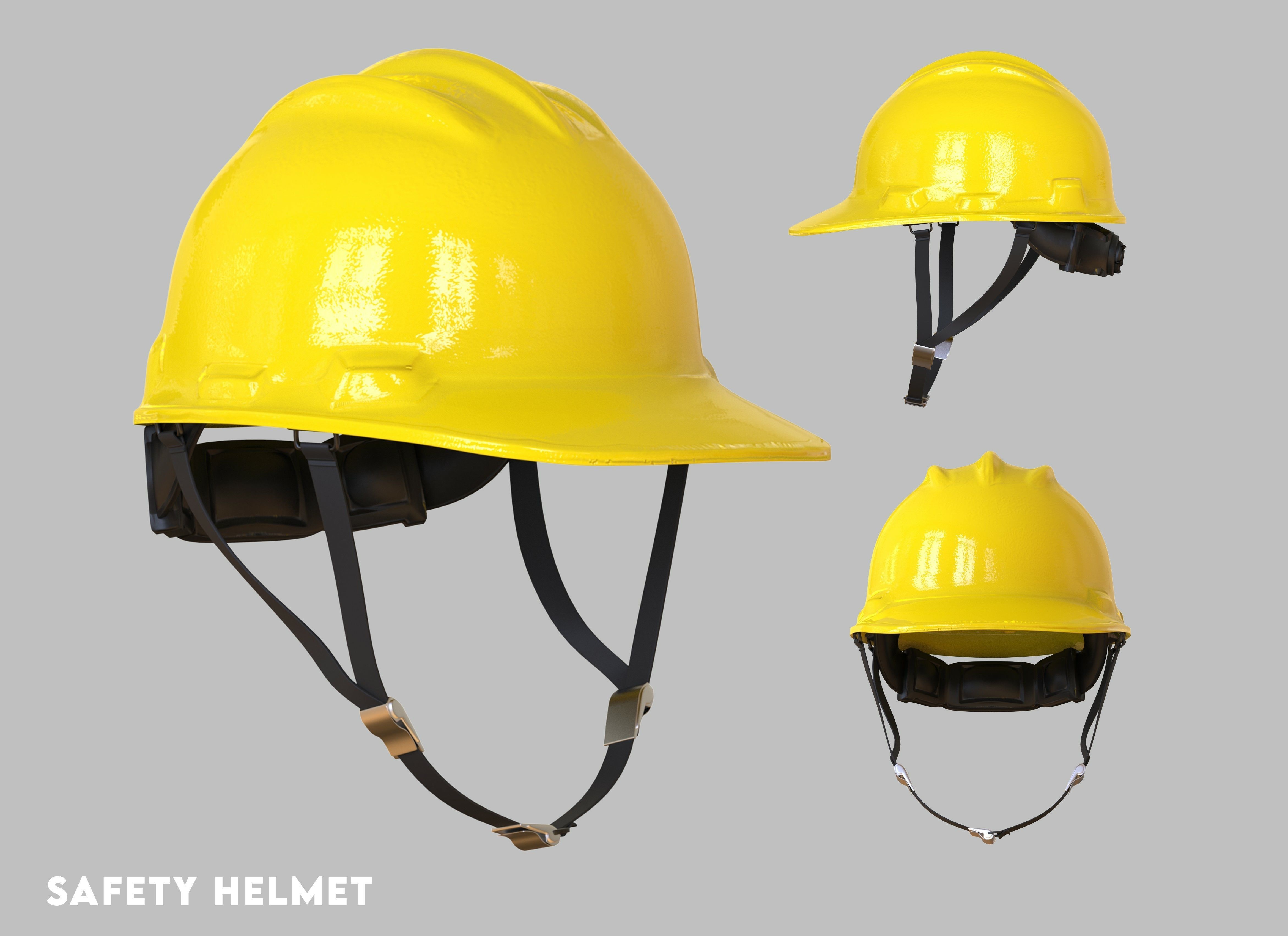 worker Safety helmet with belt Low-poly 3D model_35
