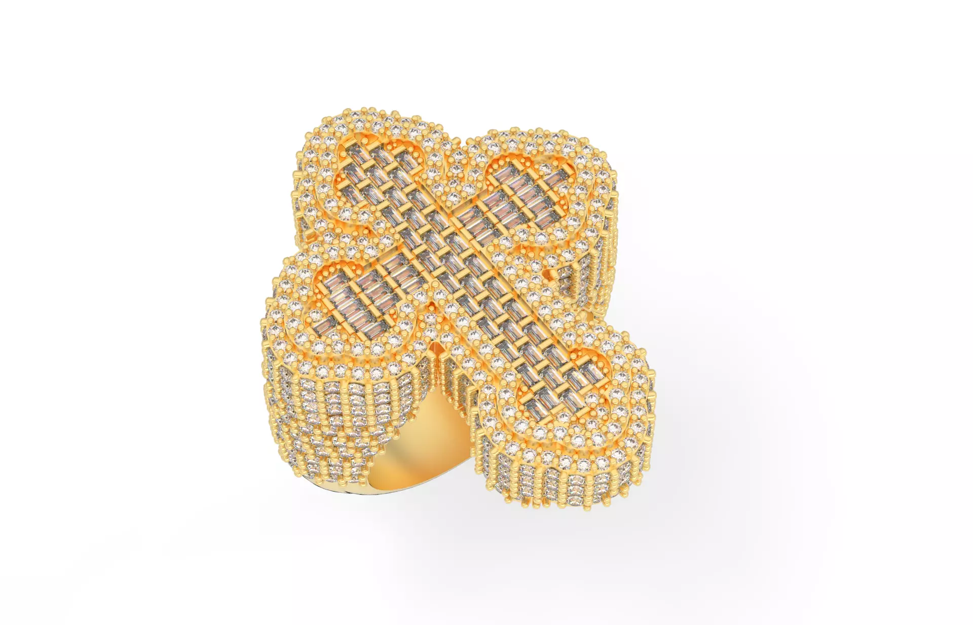 New Cross RIng with baguetes 3D print model