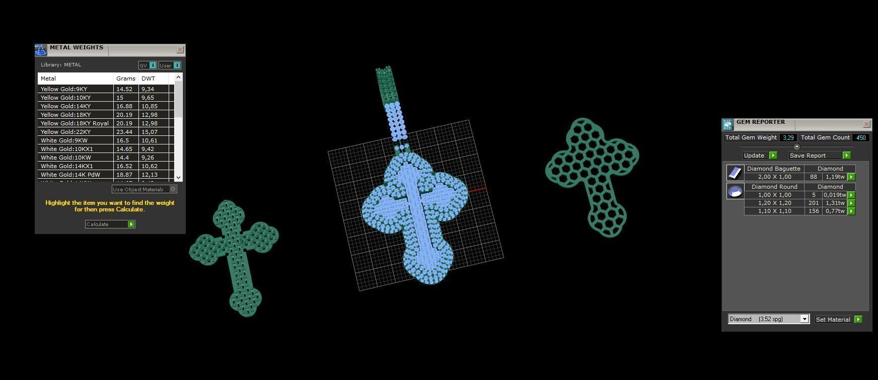 Cros Pendant with baguetes 3D print model_7