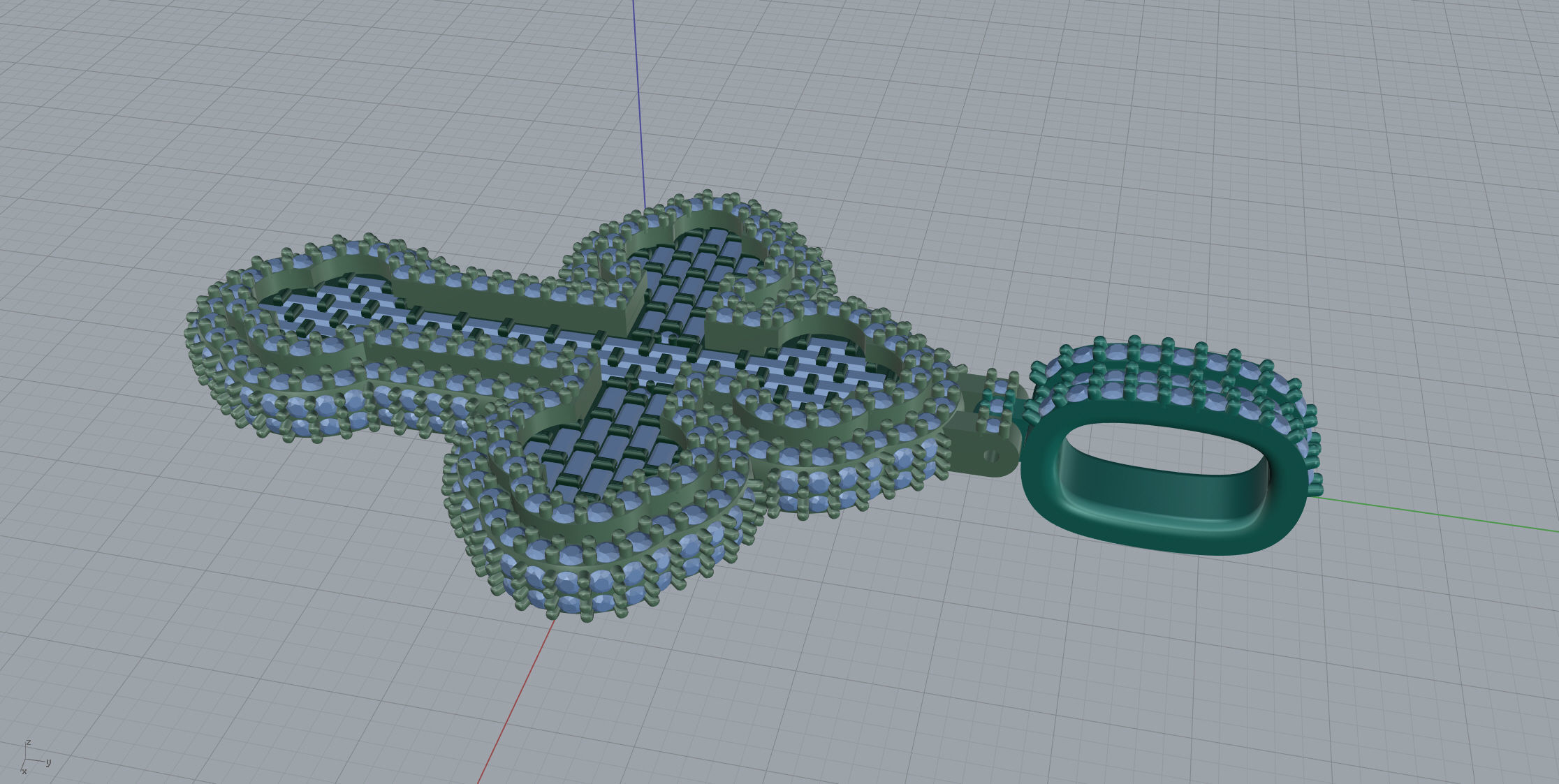 Cros Pendant with baguetes 3D print model_9