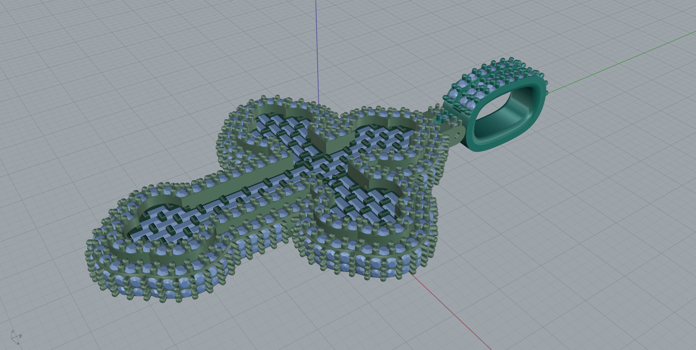 Cros Pendant with baguetes 3D print model_10