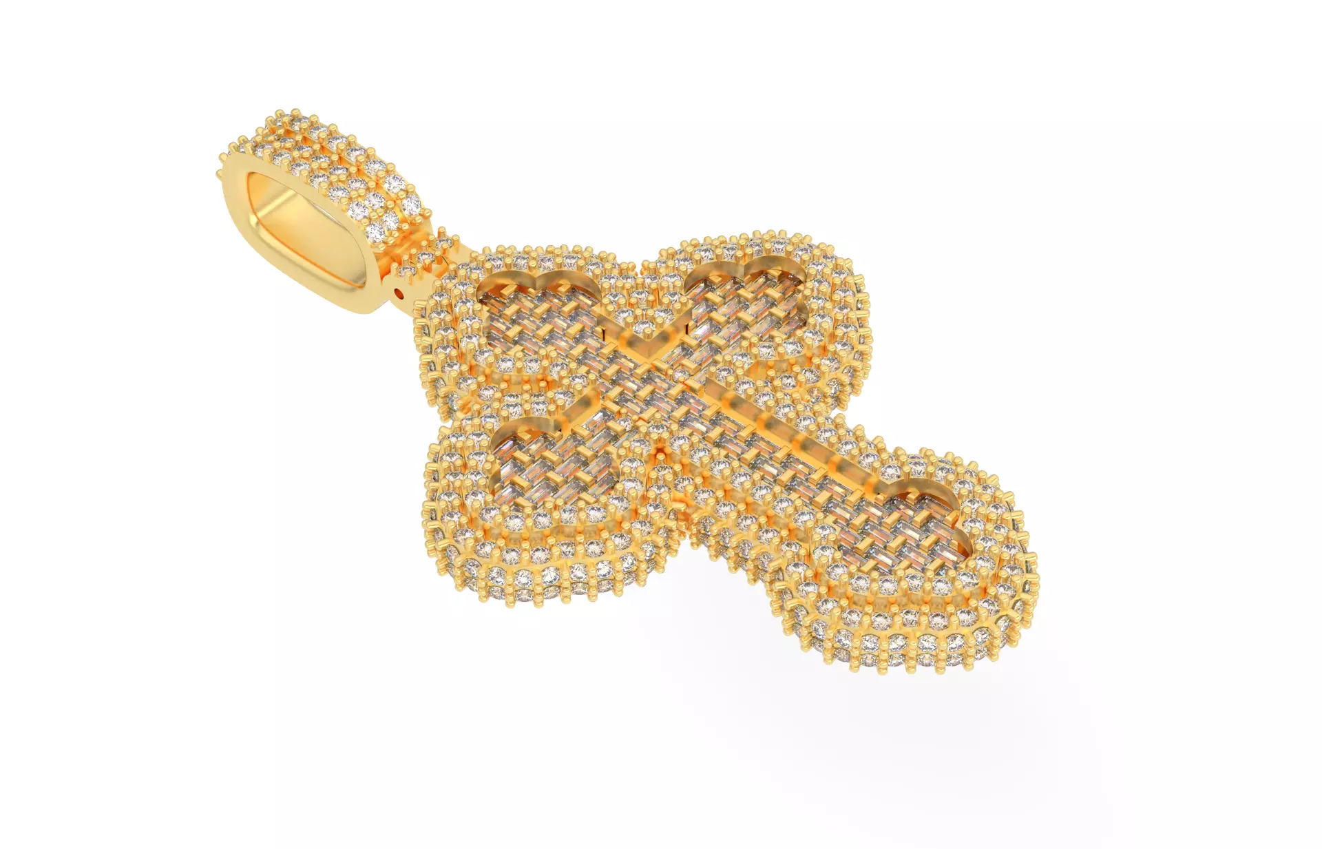 Cros Pendant with baguetes 3D print model_0