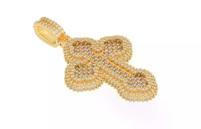 Cros Pendant with baguetes 