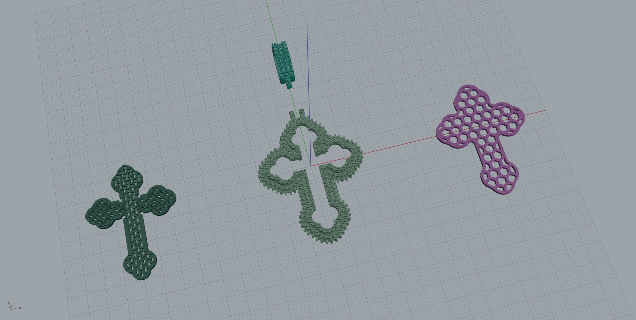 Cros Pendant with baguetes 3D print model_14