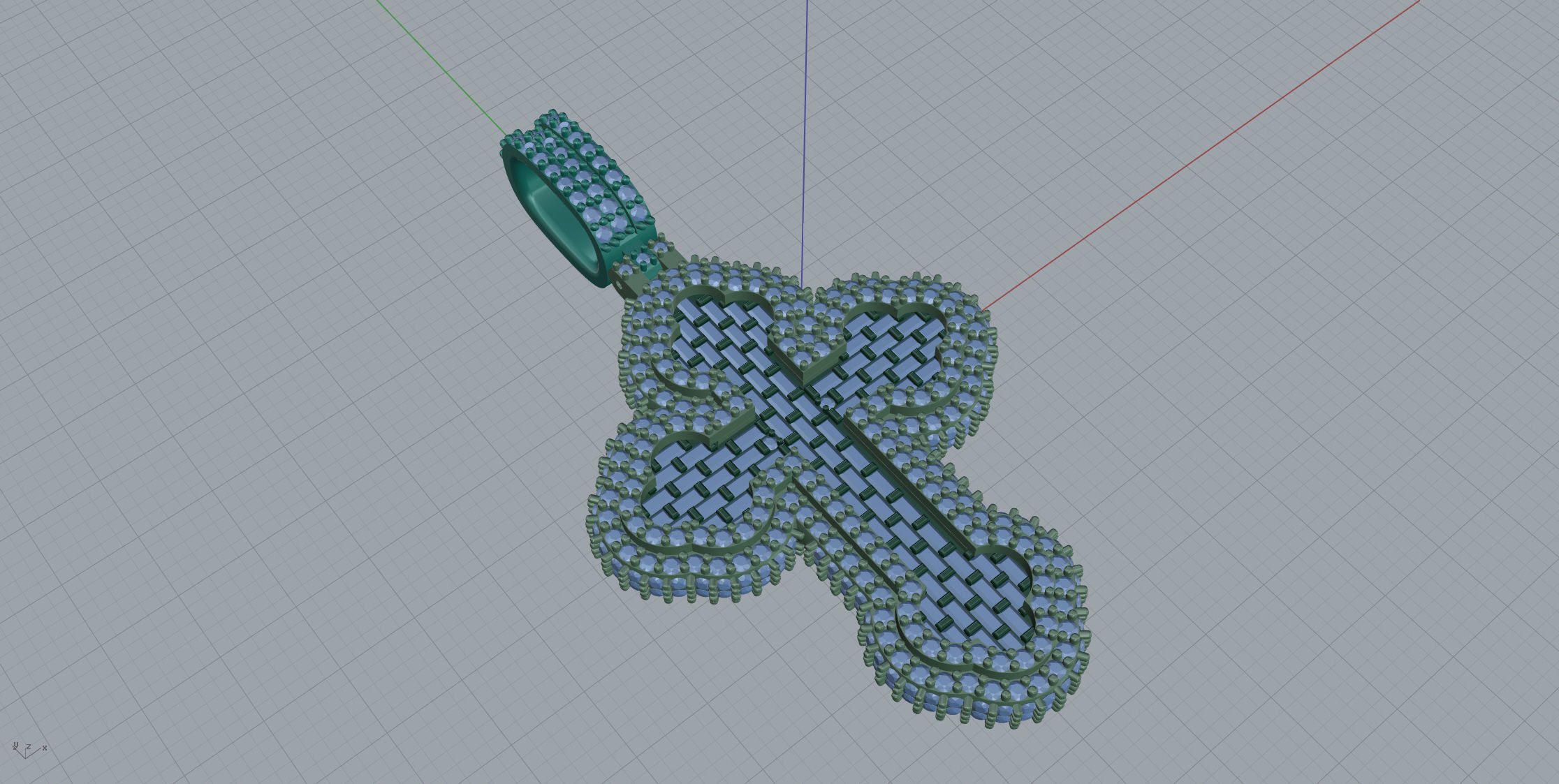 Cros Pendant with baguetes 3D print model_6